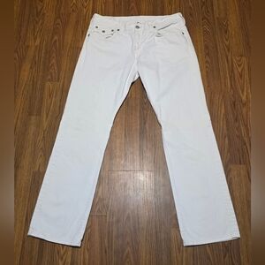 True Religion Ricky Relaxed Straight Jeans Mens 36 White Denim Made in USA E92